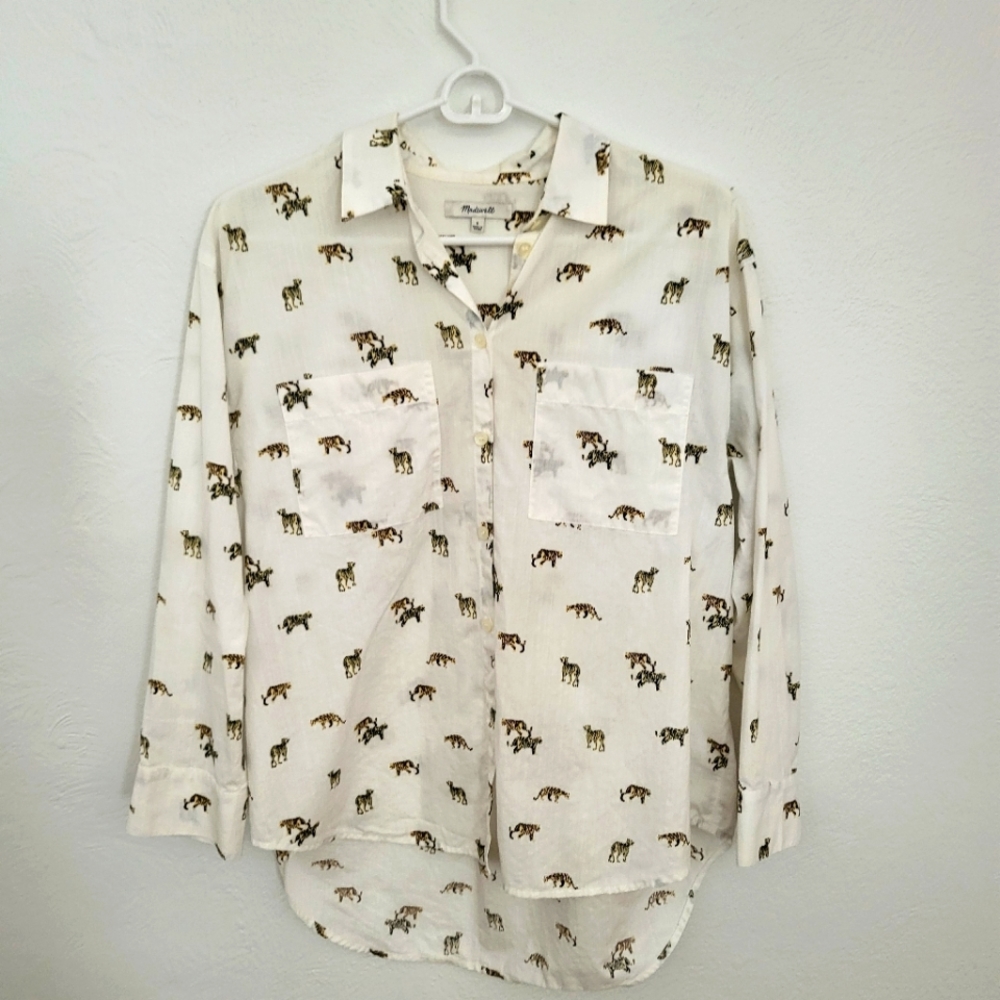 Madewell Cheetah Blouse Size Small